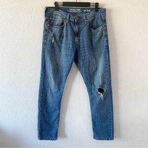 Levi’s signature S37 Slim distressed blue denim jeans size 32